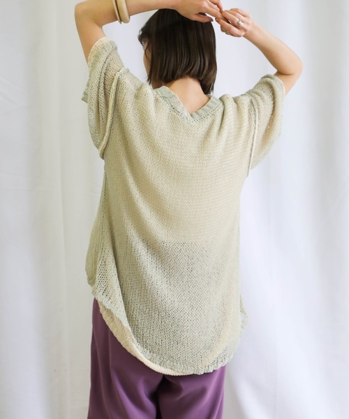 select MOCA(セレクトモカ)の「2021 SS トゥープライデザインニット(ニット/セーター・レディース・オフホワイト/ミント・FREE)」の4枚目の写真