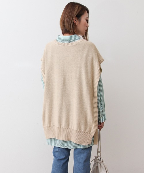 Social GIRL（ソーシャルガール）の「サイドリボンビッグシルエットニットベスト（ベスト・レディース・ブラック/ブルー/モカ/グレイッシュベージュ/アイボリー・M）」の17枚目の写真