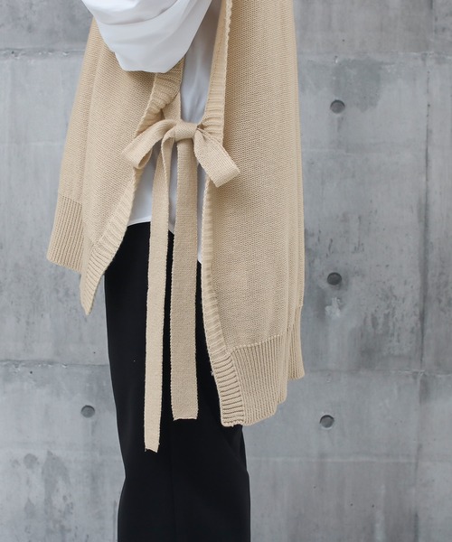 Social GIRL（ソーシャルガール）の「サイドリボンビッグシルエットニットベスト（ベスト・レディース・ブラック/ブルー/モカ/グレイッシュベージュ/アイボリー・M）」の7枚目の写真