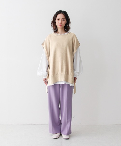 Social GIRL（ソーシャルガール）の「サイドリボンビッグシルエットニットベスト（ベスト・レディース・ブラック/ブルー/モカ/グレイッシュベージュ/アイボリー・M）」の11枚目の写真