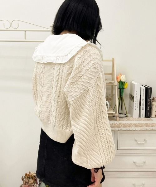 apres jour(アプレジュール)の「ケーブル丸首カーデ【ZOZOTOWN限定アイテム】(カーディガン/ボレロ・レディース・アイボリー/クリーム/モカ/ラベンダー・X-LARGE/フリー)」の17枚目の写真