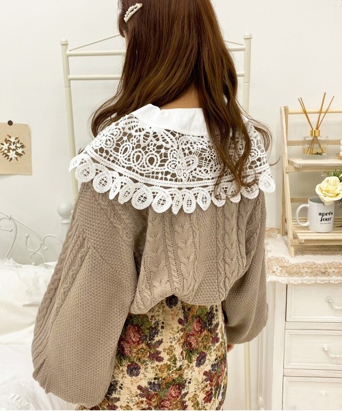 apres jour(アプレジュール)の「ケーブル丸首カーデ【ZOZOTOWN限定アイテム】(カーディガン/ボレロ・レディース・アイボリー/クリーム/モカ/ラベンダー・X-LARGE/フリー)」の9枚目の写真