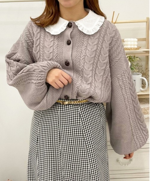 apres jour(アプレジュール)の「ケーブル丸首カーデ【ZOZOTOWN限定アイテム】(カーディガン/ボレロ・レディース・アイボリー/クリーム/モカ/ラベンダー・X-LARGE/フリー)」の19枚目の写真