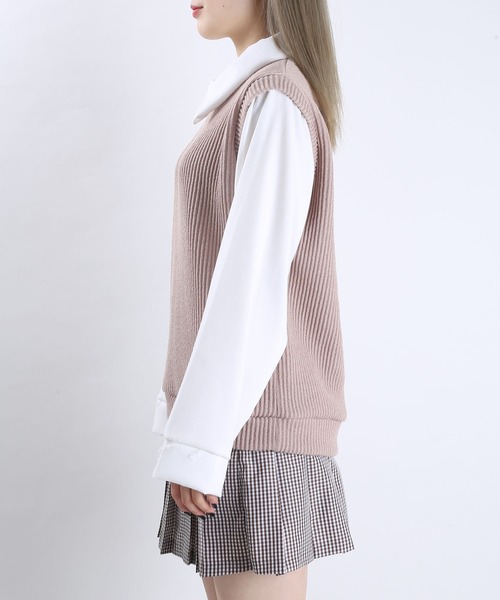 WC（ダブル シー）の「WC/ニットドッキングシャツ（ワンピース・レディース・ブルー/ベージュ/ブラック・FREE）」の13枚目の写真