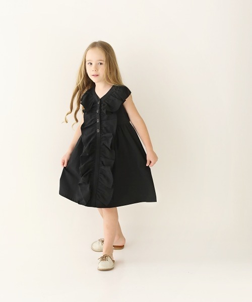 Rora（ローラ）の「アリーヤ ワンピース（2color)（ワンピース・キッズ・ブラック/ベージュ・100/110/120/130/140）」の2枚目の写真