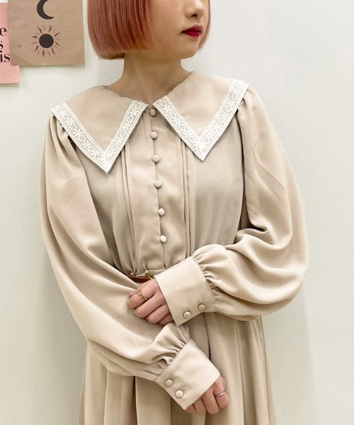 apres jour(アプレジュール)の「パイピングレース襟ワンピース【ZOZOTOWN限定アイテム】(ワンピース・レディース・ブルー系その他/ピンクベージュ/アイボリー/グレイッシュベージュ・X-LARGE/フリー)」の15枚目の写真