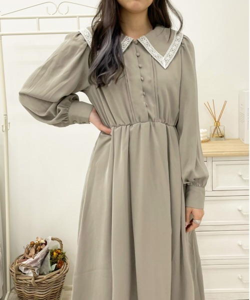 apres jour(アプレジュール)の「パイピングレース襟ワンピース【ZOZOTOWN限定アイテム】(ワンピース・レディース・ブルー系その他/ピンクベージュ/アイボリー/グレイッシュベージュ・X-LARGE/フリー)」の16枚目の写真