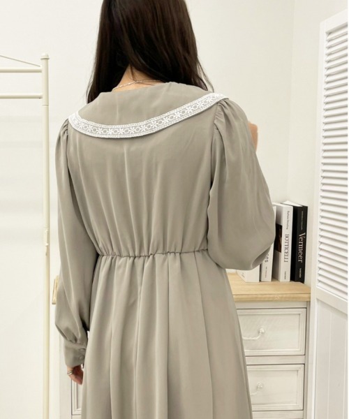 apres jour(アプレジュール)の「パイピングレース襟ワンピース【ZOZOTOWN限定アイテム】(ワンピース・レディース・ブルー系その他/ピンクベージュ/アイボリー/グレイッシュベージュ・X-LARGE/フリー)」の8枚目の写真
