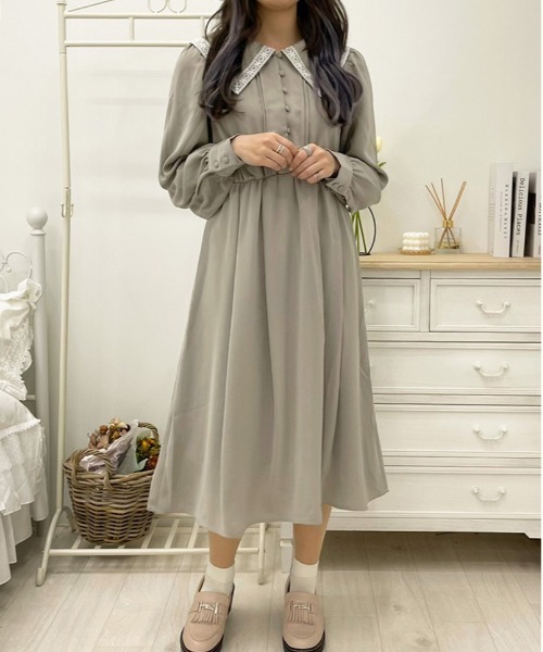 apres jour(アプレジュール)の「パイピングレース襟ワンピース【ZOZOTOWN限定アイテム】(ワンピース・レディース・ブルー系その他/ピンクベージュ/アイボリー/グレイッシュベージュ・X-LARGE/フリー)」の11枚目の写真