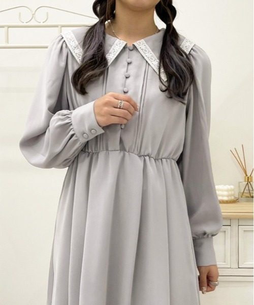 apres jour(アプレジュール)の「パイピングレース襟ワンピース【ZOZOTOWN限定アイテム】(ワンピース・レディース・ブルー系その他/ピンクベージュ/アイボリー/グレイッシュベージュ・X-LARGE/フリー)」の17枚目の写真