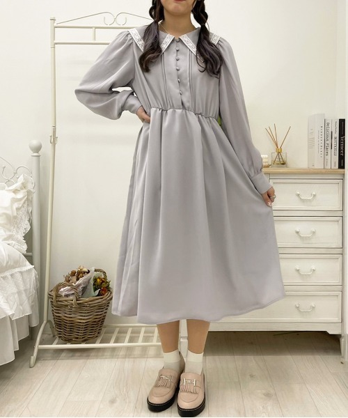 apres jour(アプレジュール)の「パイピングレース襟ワンピース【ZOZOTOWN限定アイテム】(ワンピース・レディース・ブルー系その他/ピンクベージュ/アイボリー/グレイッシュベージュ・X-LARGE/フリー)」の9枚目の写真