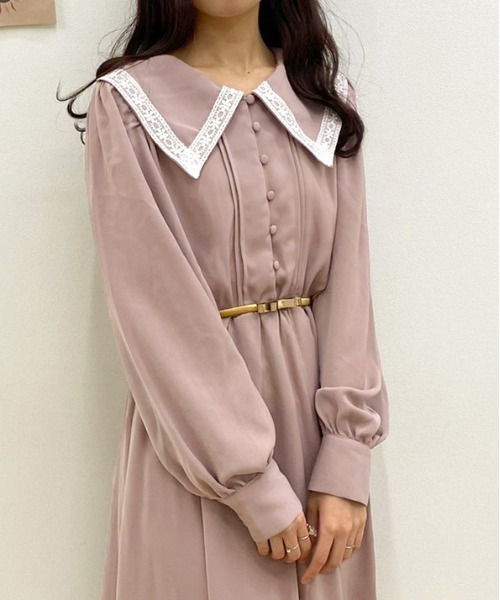 apres jour(アプレジュール)の「パイピングレース襟ワンピース【ZOZOTOWN限定アイテム】(ワンピース・レディース・ブルー系その他/ピンクベージュ/アイボリー/グレイッシュベージュ・X-LARGE/フリー)」の12枚目の写真