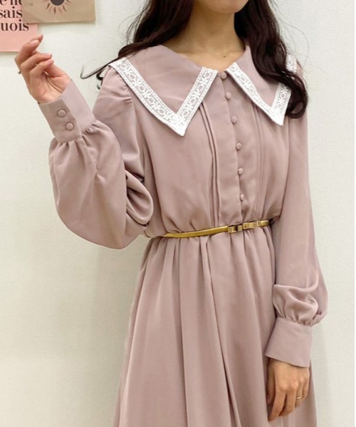 apres jour(アプレジュール)の「パイピングレース襟ワンピース【ZOZOTOWN限定アイテム】(ワンピース・レディース・ブルー系その他/ピンクベージュ/アイボリー/グレイッシュベージュ・X-LARGE/フリー)」の18枚目の写真