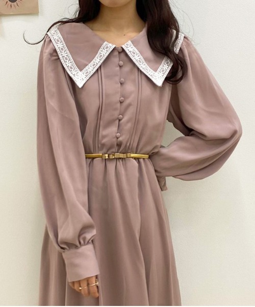 apres jour(アプレジュール)の「パイピングレース襟ワンピース【ZOZOTOWN限定アイテム】(ワンピース・レディース・ブルー系その他/ピンクベージュ/アイボリー/グレイッシュベージュ・X-LARGE/フリー)」の22枚目の写真