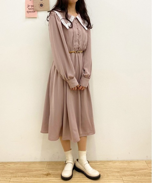 apres jour(アプレジュール)の「パイピングレース襟ワンピース【ZOZOTOWN限定アイテム】(ワンピース・レディース・ブルー系その他/ピンクベージュ/アイボリー/グレイッシュベージュ・X-LARGE/フリー)」の14枚目の写真