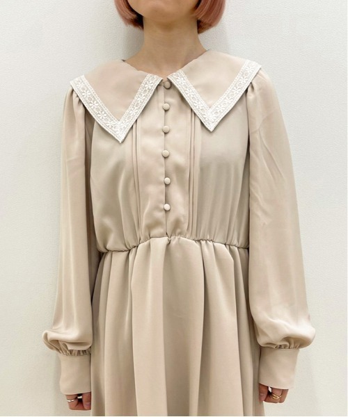 apres jour(アプレジュール)の「パイピングレース襟ワンピース【ZOZOTOWN限定アイテム】(ワンピース・レディース・ブルー系その他/ピンクベージュ/アイボリー/グレイッシュベージュ・X-LARGE/フリー)」の6枚目の写真