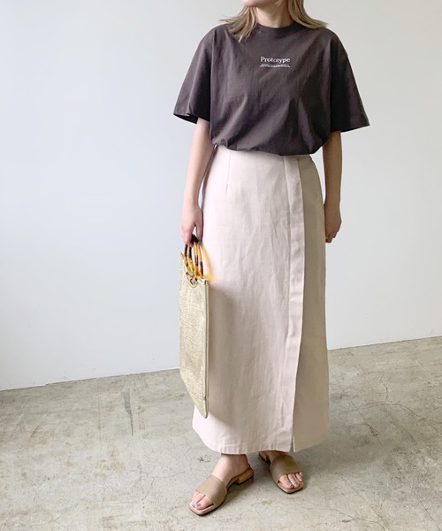 LIAN（リアン）の「リネンライクラップロングスカート（スカート・レディース・ブラウン/オフホワイト/ベージュ/イエロー・FREE）」の22枚目の写真