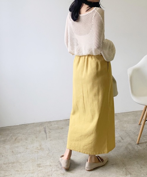 LIAN（リアン）の「リネンライクラップロングスカート（スカート・レディース・ブラウン/オフホワイト/ベージュ/イエロー・FREE）」の17枚目の写真
