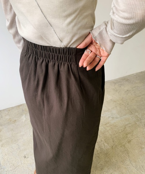 LIAN（リアン）の「リネンライクラップロングスカート（スカート・レディース・ブラウン/オフホワイト/ベージュ/イエロー・FREE）」の21枚目の写真