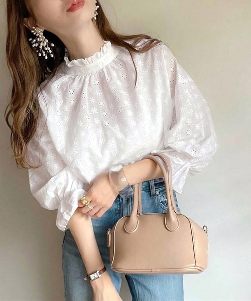 classicalelf（クラシカルエルフ）の「《予約受付中》大人が着るのはこれ。2way花柄刺繍ブラウス。（シャツ/ブラウス・レディース・ホワイト/ブラック/モカ・MEDIUM/LARGE/X-LARGE/SMALL）」の8枚目の写真