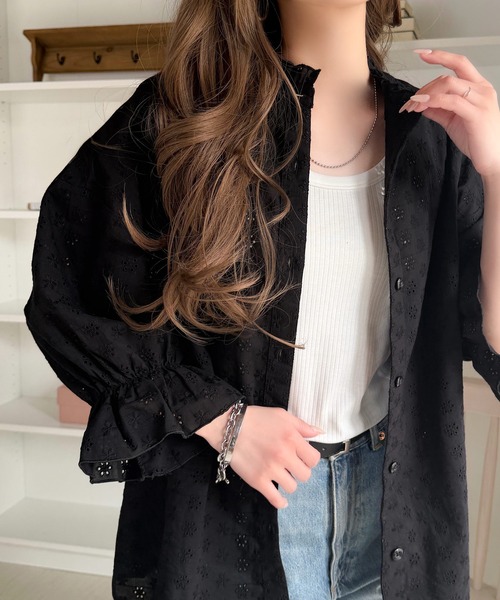 classicalelf（クラシカルエルフ）の「《予約受付中》大人が着るのはこれ。2way花柄刺繍ブラウス。（シャツ/ブラウス・レディース・ホワイト/ブラック/モカ・MEDIUM/LARGE/X-LARGE/SMALL）」の22枚目の写真