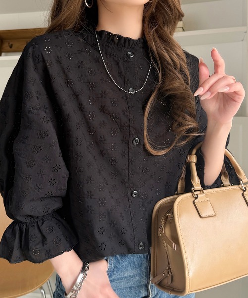 classicalelf（クラシカルエルフ）の「《予約受付中》大人が着るのはこれ。2way花柄刺繍ブラウス。（シャツ/ブラウス・レディース・ホワイト/ブラック/モカ・MEDIUM/LARGE/X-LARGE/SMALL）」の16枚目の写真