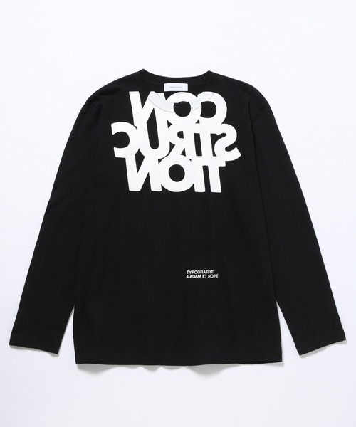 ADAM ET ROPE'(アダムエロペ)の「【TYPOGRAFFITI 4 ADAM ET ROPE'】CONSTRUCTION LST(Tシャツ/カットソー・メンズ・ホワイト/ブラック・L/M/XL)」の2枚目の写真