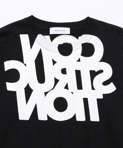 ADAM ET ROPE'(アダムエロペ)の「【TYPOGRAFFITI 4 ADAM ET ROPE'】CONSTRUCTION LST(Tシャツ/カットソー・メンズ・ホワイト/ブラック・L/M/XL)」の5枚目の写真