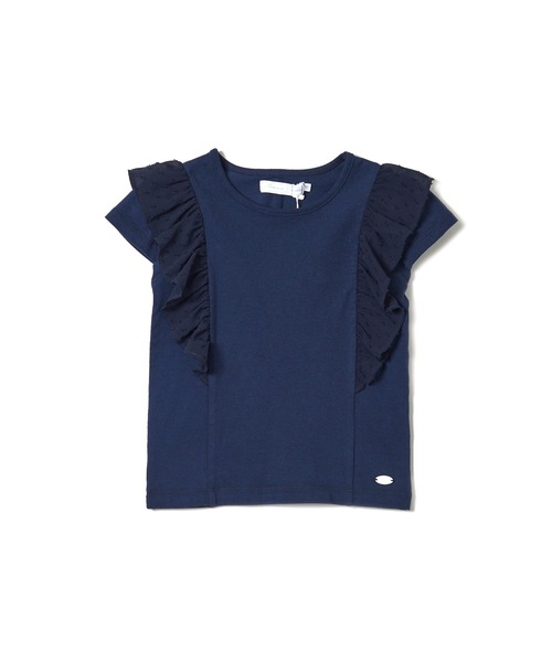 Tartine et Chocolat/ドットフリルフレンチスリーブTシャツ　(90～140cm）