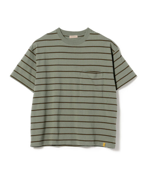 BEAMS LIGHTS（ビームスライツ）の「BEAMS LIGHTS / エクストラ ヘビーウェイト ボーダー ポケット Tシャツ（Tシャツ/カットソー・メンズ・ベージュ系その他/ホワイト系その他/ブラック系その他/グリーン系その他2/ブラック系その他4・L/S/M）」の5枚目の写真