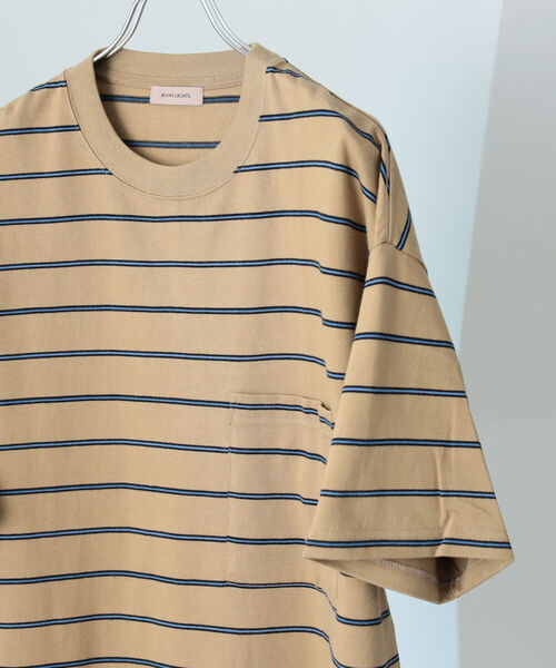 BEAMS LIGHTS（ビームスライツ）の「BEAMS LIGHTS / エクストラ ヘビーウェイト ボーダー ポケット Tシャツ（Tシャツ/カットソー・メンズ・ベージュ系その他/ホワイト系その他/ブラック系その他/グリーン系その他2/ブラック系その他4・L/S/M）」の8枚目の写真