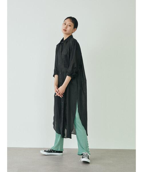 GARAGE OF GOOD CLOTHING(ガレージオブグッドクロージング)の「綿麻シャツワンピース*(ワンピース・レディース・ブラック/ピンク/ブラウン/ブルー・FREE)」の6枚目の写真