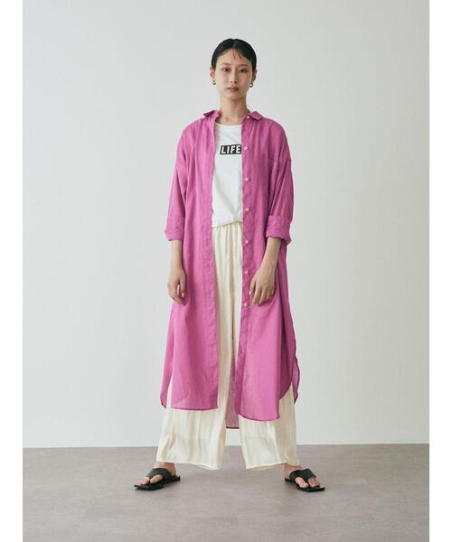 GARAGE OF GOOD CLOTHING(ガレージオブグッドクロージング)の「綿麻シャツワンピース*(ワンピース・レディース・ブラック/ピンク/ブラウン/ブルー・FREE)」の5枚目の写真