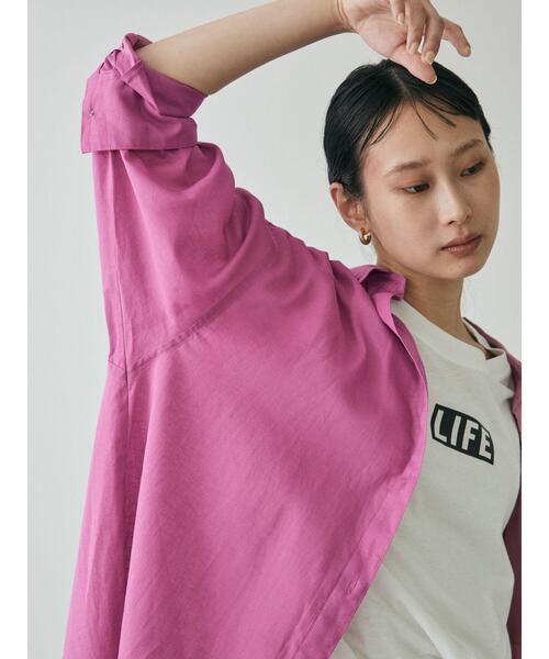 GARAGE OF GOOD CLOTHING(ガレージオブグッドクロージング)の「綿麻シャツワンピース*(ワンピース・レディース・ブラック/ピンク/ブラウン/ブルー・FREE)」の16枚目の写真