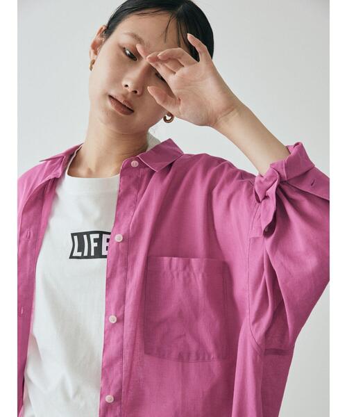 GARAGE OF GOOD CLOTHING(ガレージオブグッドクロージング)の「綿麻シャツワンピース*(ワンピース・レディース・ブラック/ピンク/ブラウン/ブルー・FREE)」の17枚目の写真