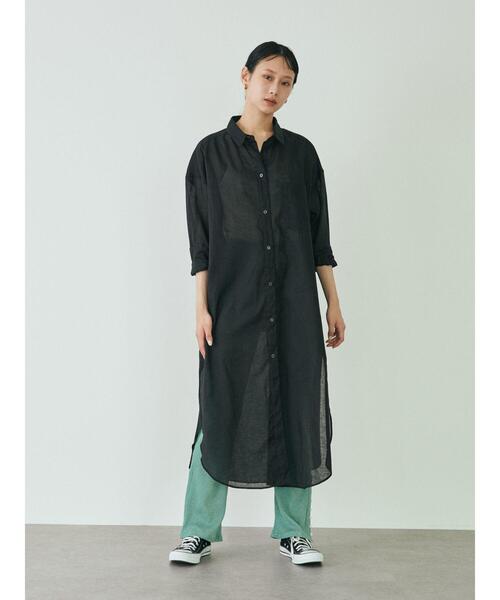 GARAGE OF GOOD CLOTHING(ガレージオブグッドクロージング)の「綿麻シャツワンピース*(ワンピース・レディース・ブラック/ピンク/ブラウン/ブルー・FREE)」の22枚目の写真