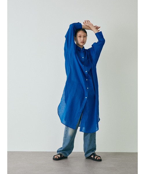 GARAGE OF GOOD CLOTHING(ガレージオブグッドクロージング)の「綿麻シャツワンピース*(ワンピース・レディース・ブラック/ピンク/ブラウン/ブルー・FREE)」の3枚目の写真