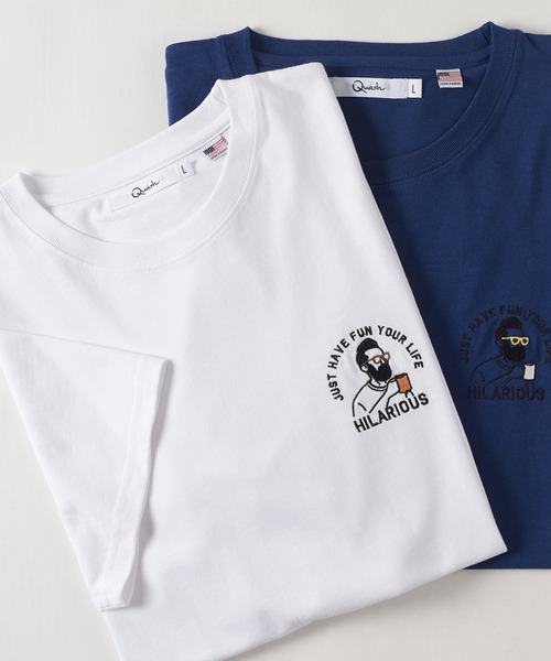 make a ray!(メイク ア レイ!)の「ワンポイント サガラ刺繍 ビッグシルエット 半袖Tシャツ/ USAコットン(Tシャツ/カットソー・メンズ・グリーン/ホワイト系その他3/ブルー/ホワイト系その他2/ブラック/ホワイト系その他/ホワイト/ミント・L/M)」の4枚目の写真