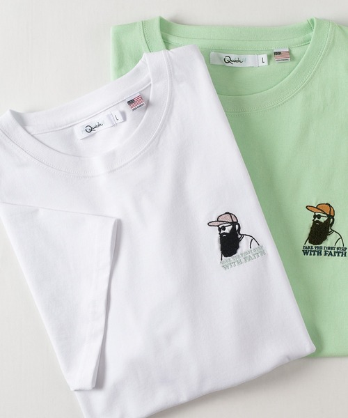 make a ray!(メイク ア レイ!)の「ワンポイント サガラ刺繍 ビッグシルエット 半袖Tシャツ/ USAコットン(Tシャツ/カットソー・メンズ・グリーン/ホワイト系その他3/ブルー/ホワイト系その他2/ブラック/ホワイト系その他/ホワイト/ミント・L/M)」の3枚目の写真
