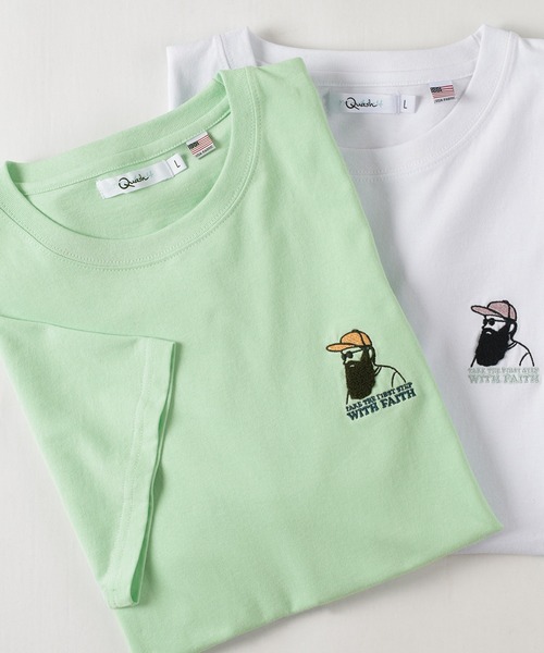 make a ray!(メイク ア レイ!)の「ワンポイント サガラ刺繍 ビッグシルエット 半袖Tシャツ/ USAコットン(Tシャツ/カットソー・メンズ・グリーン/ホワイト系その他3/ブルー/ホワイト系その他2/ブラック/ホワイト系その他/ホワイト/ミント・L/M)」の2枚目の写真