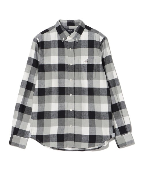 BEAMS HEART（ビームスハート）の「コーヒー刺繍 ボタンダウン ネルシャツ【ユニセックス】（シャツ/ブラウス・メンズ・ネイビー/グレー/その他/ライトグレー/インディゴブルー・MEDIUM/LARGE/SMALL/X-LARGE）」の5枚目の写真