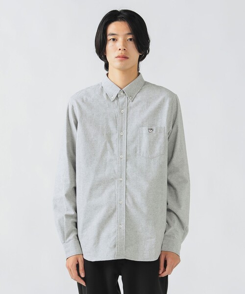 BEAMS HEART（ビームスハート）の「コーヒー刺繍 ボタンダウン ネルシャツ【ユニセックス】（シャツ/ブラウス・メンズ・ネイビー/グレー/その他/ライトグレー/インディゴブルー・MEDIUM/LARGE/SMALL/X-LARGE）」の9枚目の写真