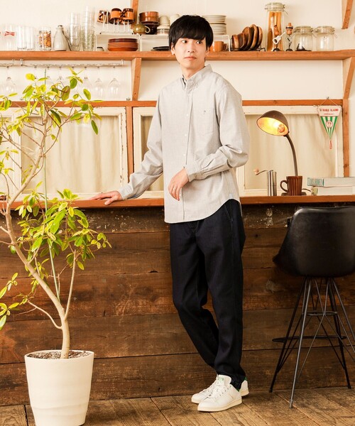 BEAMS HEART（ビームスハート）の「コーヒー刺繍 ボタンダウン ネルシャツ【ユニセックス】（シャツ/ブラウス・メンズ・ネイビー/グレー/その他/ライトグレー/インディゴブルー・MEDIUM/LARGE/SMALL/X-LARGE）」の10枚目の写真