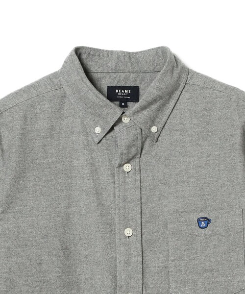 BEAMS HEART（ビームスハート）の「コーヒー刺繍 ボタンダウン ネルシャツ【ユニセックス】（シャツ/ブラウス・メンズ・ネイビー/グレー/その他/ライトグレー/インディゴブルー・MEDIUM/LARGE/SMALL/X-LARGE）」の20枚目の写真
