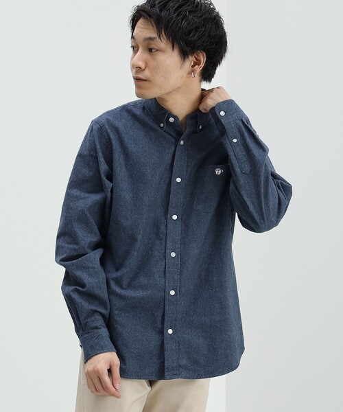 コーヒー刺繍 ボタンダウン ネルシャツ【ユニセックス】（シャツ