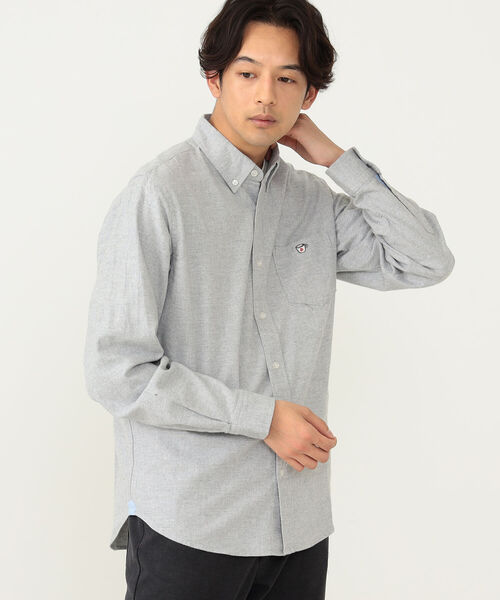 コーヒー刺繍 ボタンダウン ネルシャツ【ユニセックス】（シャツ