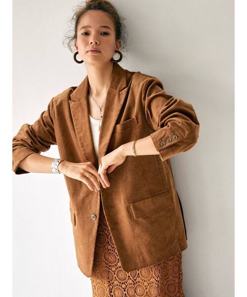 Ungrid（アングリッド）の「カラーコーデュロイジャケット（テーラードジャケット・レディース・キャメル/パープル/グリーン・FREE）」の7枚目の写真