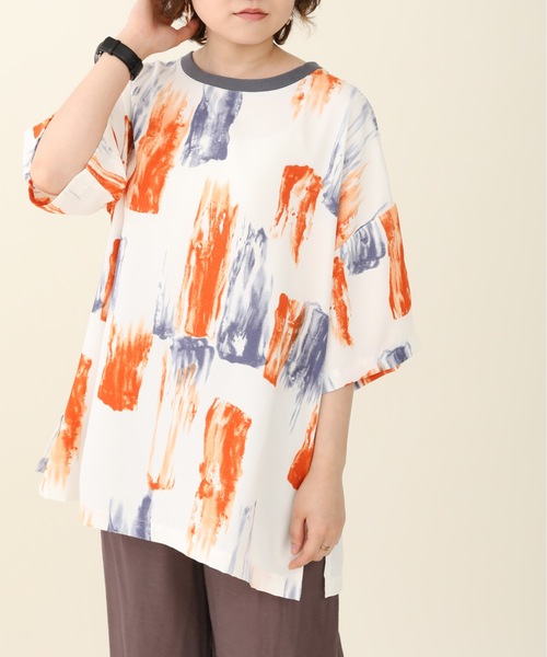 sakishimatokyo(サキシマトーキョー)の「【ZOZO限定】サキシマamp「アート柄ルーズプルオーバー」(Tシャツ/カットソー・レディース・ベージュ/ライトブルー/ブルー・FREE)」の3枚目の写真