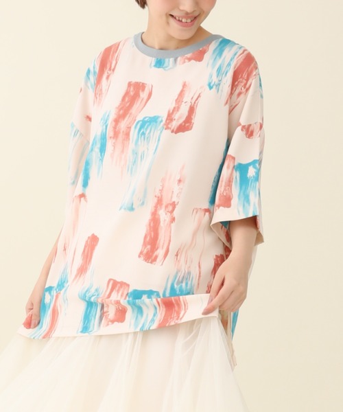 sakishimatokyo(サキシマトーキョー)の「【ZOZO限定】サキシマamp「アート柄ルーズプルオーバー」(Tシャツ/カットソー・レディース・ベージュ/ライトブルー/ブルー・FREE)」の1枚目の写真
