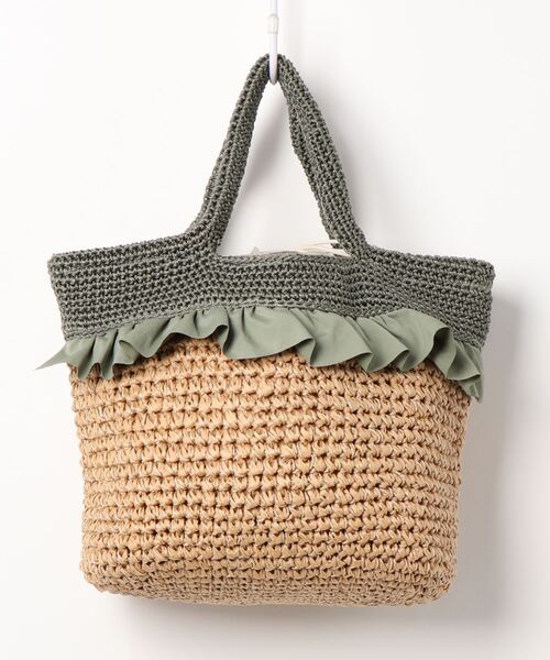 セール Cache カシュ かごバッグ カシュカシュ Cache バッグ ペーパー手編みフリルトートバッグ かごバッグ Cache Cachecache カシュ のファッション